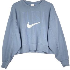 Nike Just Do It Cropped Blue Sweatshirt